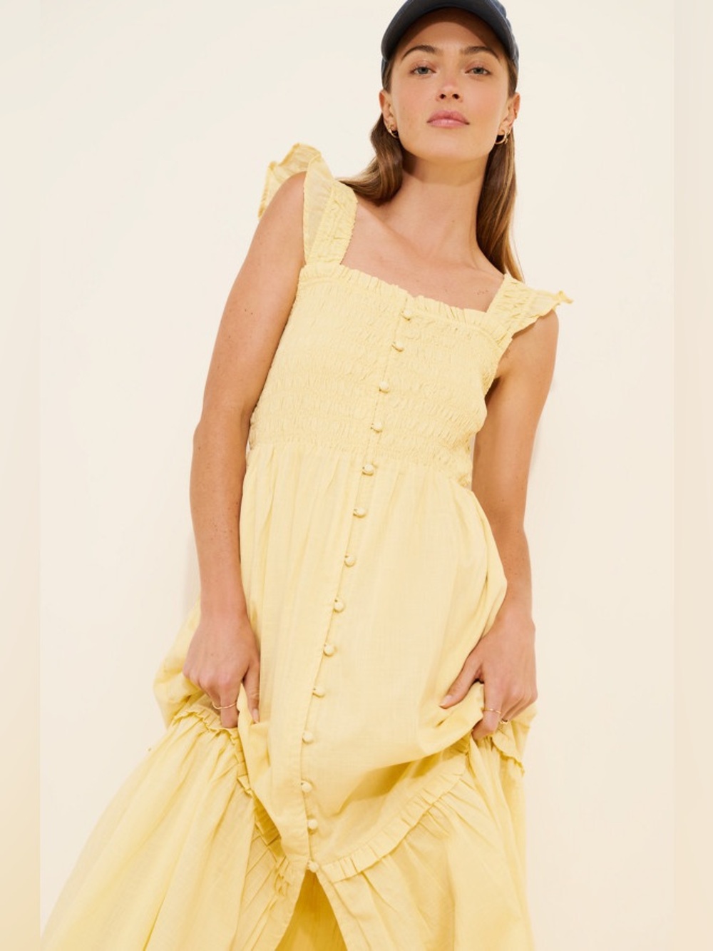 Anthropologie The Peregrine Midi Dress: Square-Neck Edition - Yellow